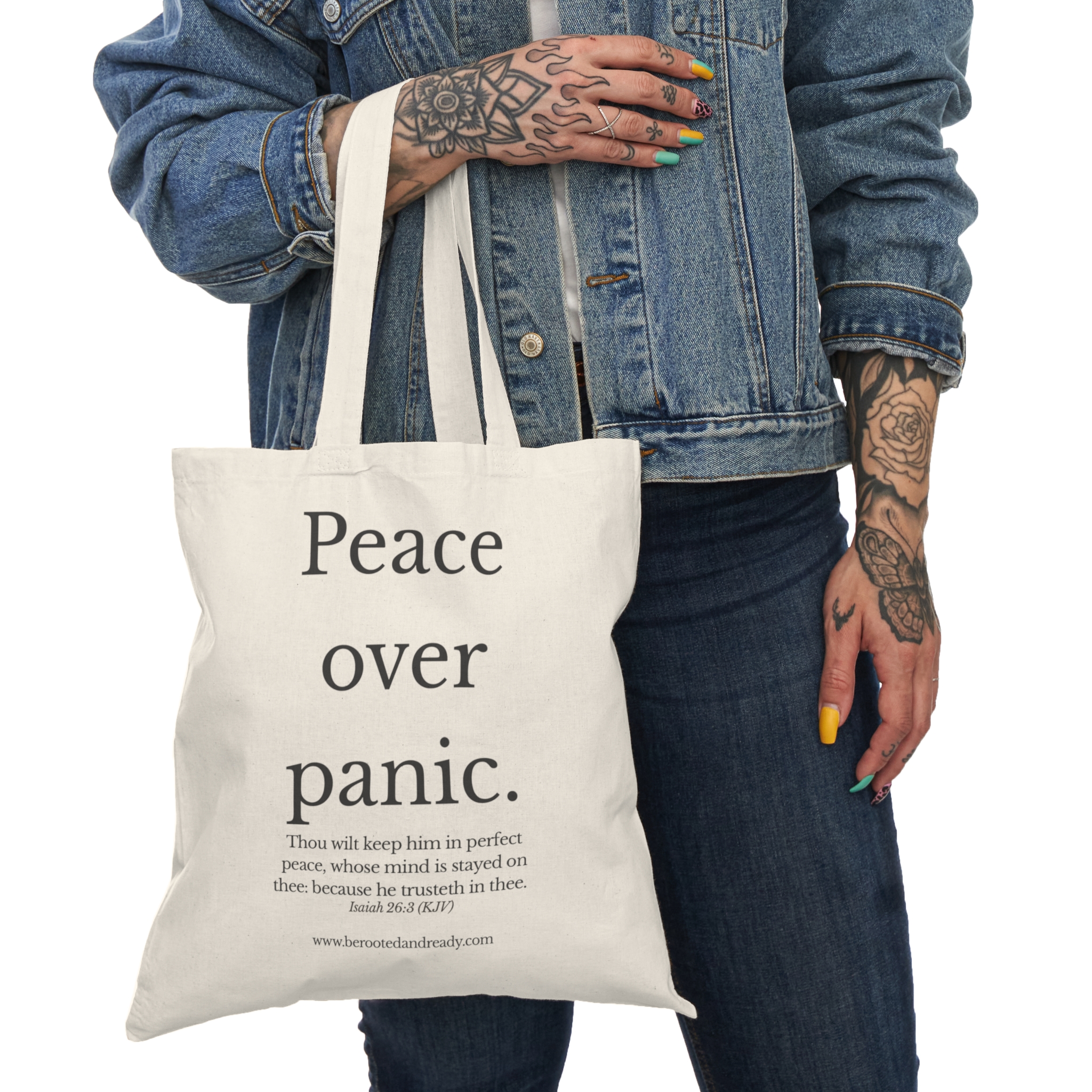 Peace Over Panic - Full Scripture Edition Tote | Rooted & Ready™ Faith-Based Bag | Christian Gift for Women - Image 4