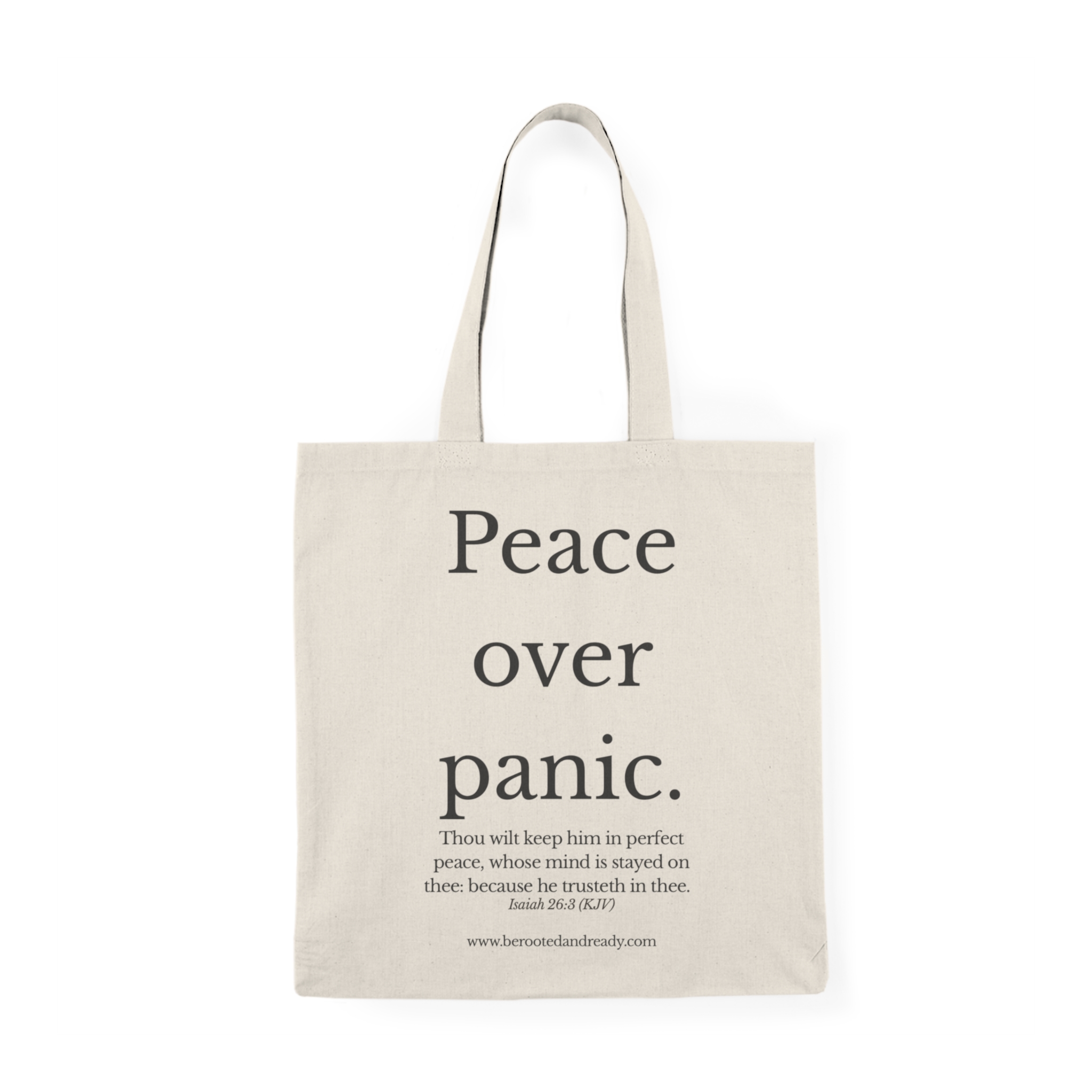Peace Over Panic - Full Scripture Edition Tote | Rooted & Ready™ Faith-Based Bag | Christian Gift for Women