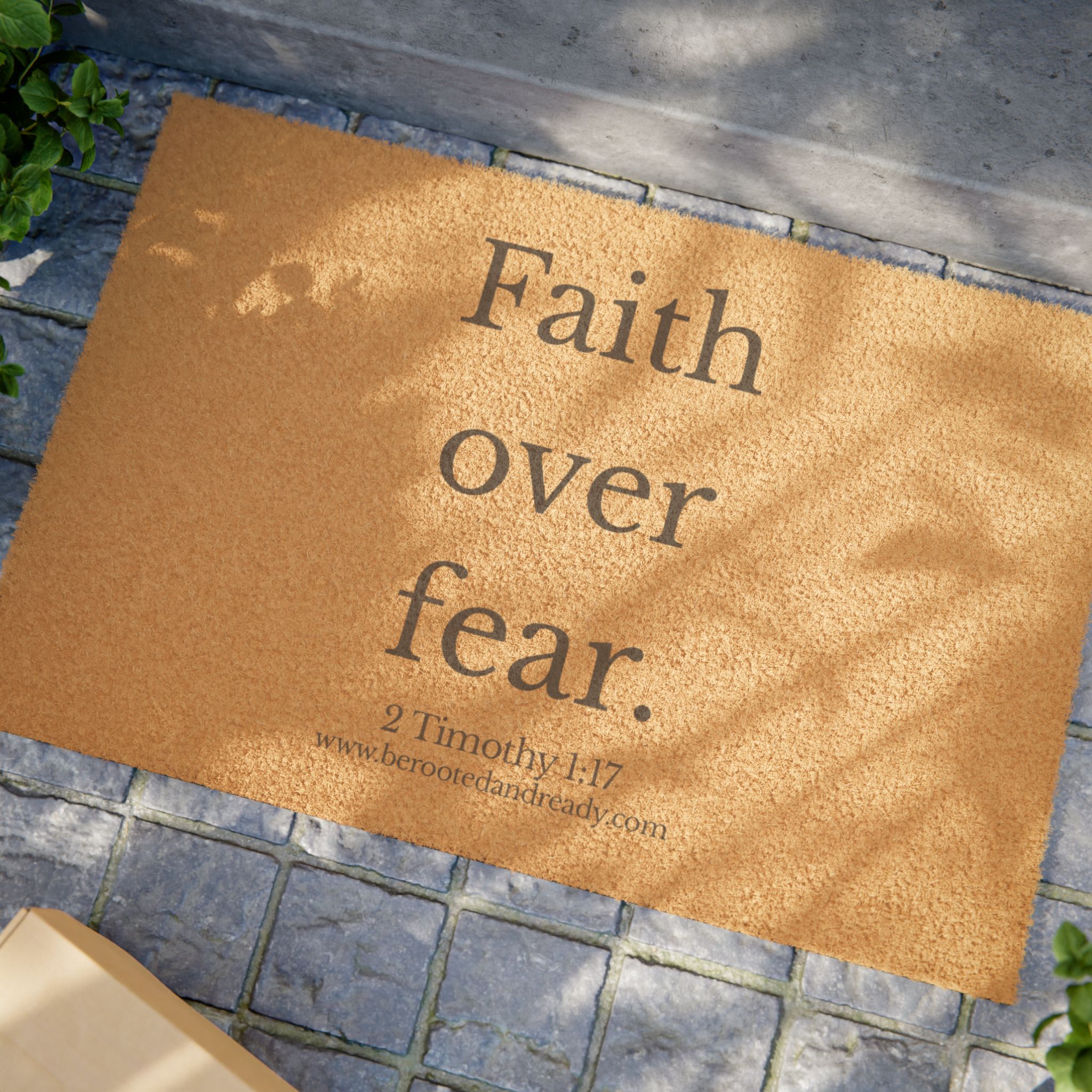 Faith Over Fear - Christian Doormat | Rooted & Ready™ Faith Home Decor | Welcome Scripture Mat - Image 4