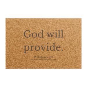 God Will Provide - Christian Doormat | Rooted & Ready™ Faith Home Decor | Welcome Scripture Mat
